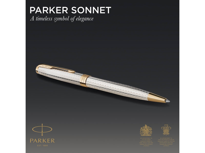 Parker Sonnet Kugelschreiber | Silberner Mistral | Mittlerer Punkt | Geschenkpackung