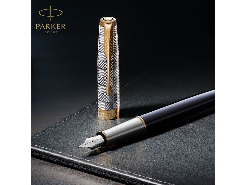 Parker Sonnet Kugelschreiber | Silberner Mistral | Mittlerer Punkt | Geschenkpackung