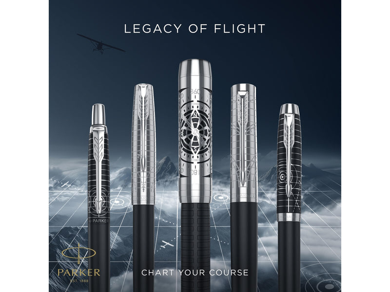 Parker Sonnet Legacy of Flight Collection C.T. Rollerball F 18 k Gold nib Black ink