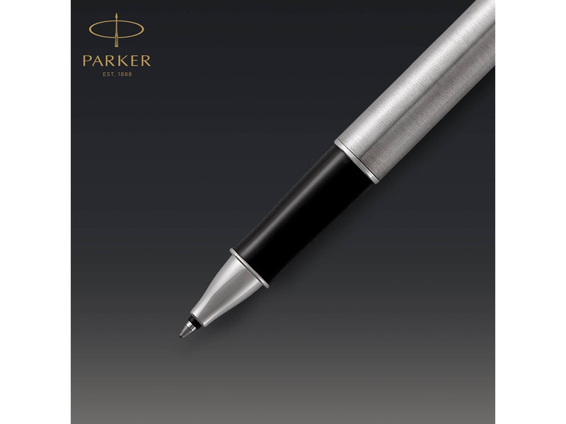 Parker Sonnet Tintenroller | Edelstahl mit Palladiumzierteilen | feine Spitze | Schwarze Tinte | Geschenkbox