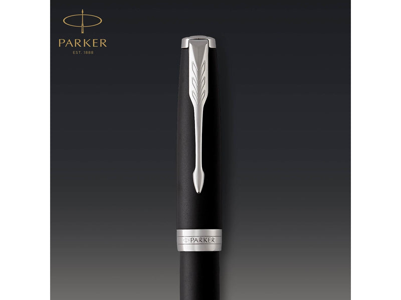 Parker Sonnet Tintenroller | Matt-Schwarze Lackierung mit Palladiumzierteilen | feine Spitze | Schwarze Tinte | Geschenkbox