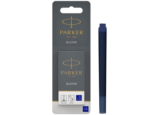 Parker Tintenpatronen für Füller | lange Patronen | blaue QUINK Tinte | 5 Stück (Blister-Packung)
