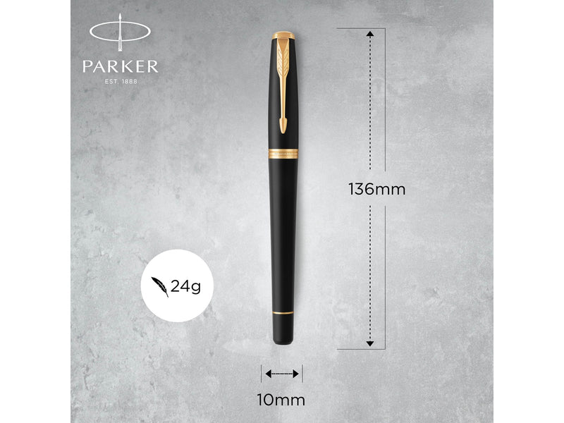 Parker Urban Duo-Geschenkset mit Kugelschreiber und Füller | schwarz-goldene Zierteile | Nachfüllmine und -patronen mit blauer Tinte | Geschenkbox
