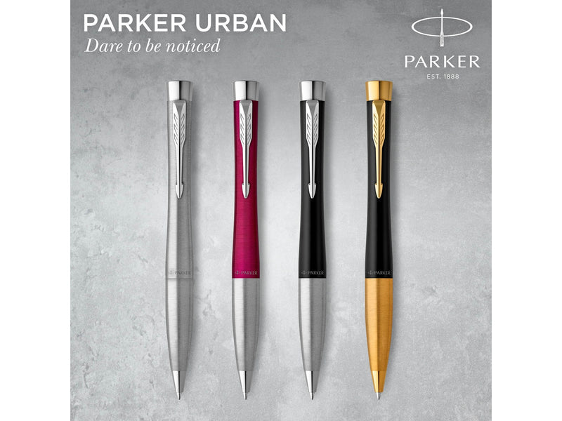 Parker Urban Twist-Kugelschreiber | Mattschwarz mit goldenen Zierteilen | mit Nachfüllpatrone mit blauer Tinte | Geschenkbox