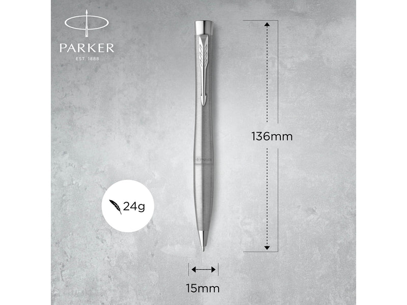 Parker Urban Twist-Kugelschreiber | Metro Metallic mit Chrom-Zierteilen | mit Nachfüllpatrone mit blauer Tinte | Geschenkbox