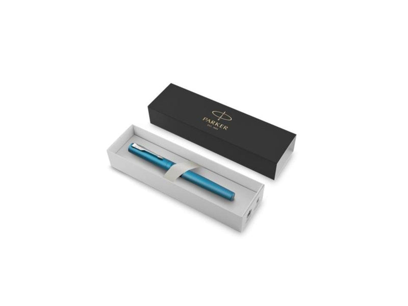 Parker Vector XL Tintenroller | Blaugrüne Metallic-Lackierung auf Messing | Feine Schreibspitze mit schwarzer Nachfülltinte | Geschenkbox