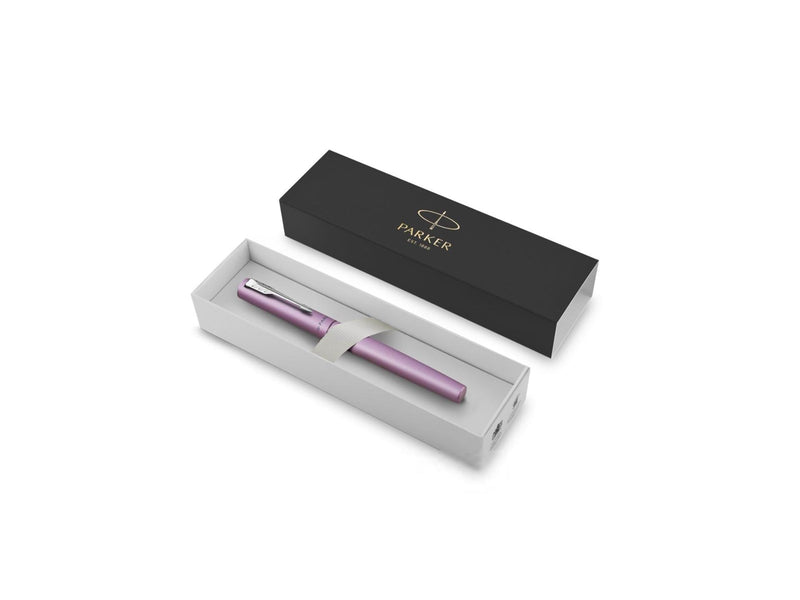 Parker Vector XL Tintenroller | Fliederfarbene Metallic-Lackierung auf Messing | Feine Schreibspitze mit schwarzer Nachfülltinte | Geschenkbox