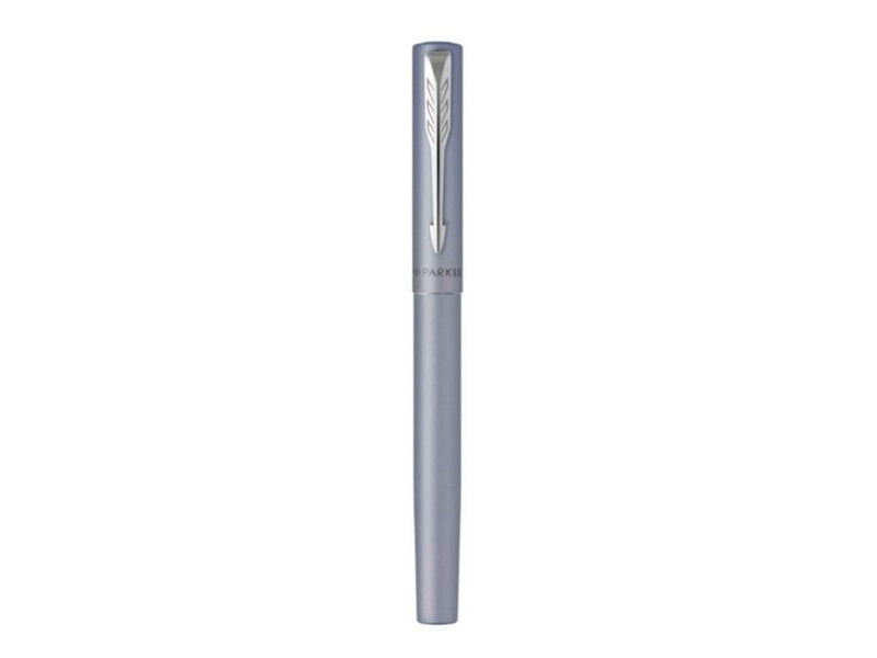 Parker Vector XL Tintenroller | Silberblaue Metallic-Lackierung auf Messing | Feine Schreibspitze mit schwarzer Nachfülltinte | Geschenkbox