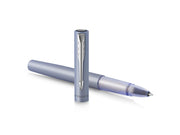Parker Vector XL Tintenroller | Silberblaue Metallic-Lackierung auf Messing | Feine Schreibspitze mit schwarzer Nachfülltinte | Geschenkbox