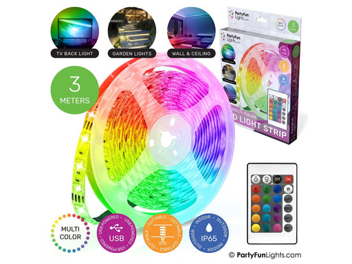 Party Funlight USB LED Light Strip - 3m Including Remote Control