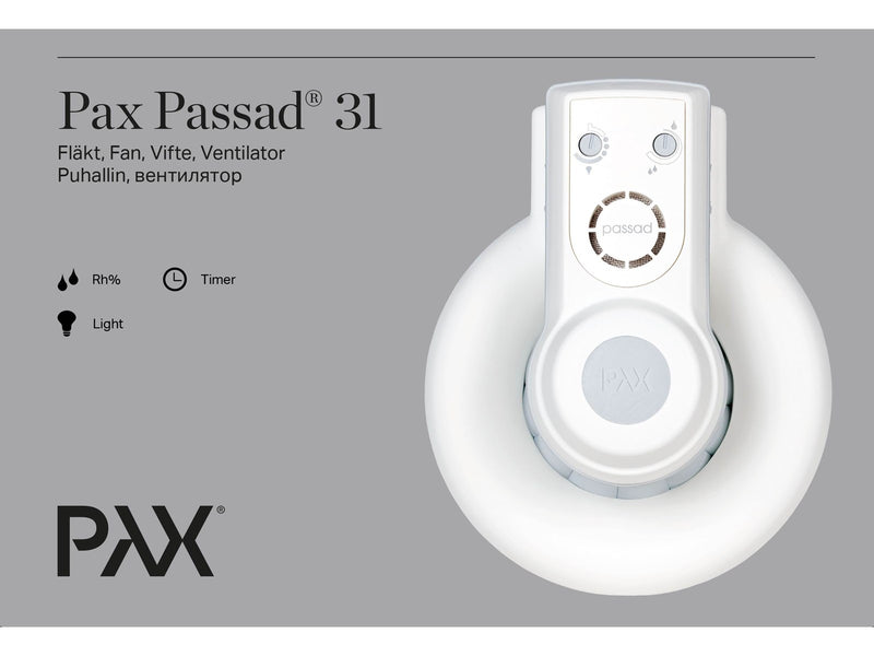 Pax Passad 31 Fan Moisture and presence sensor Ø100 mm White