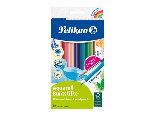 Pelikan Aquarell-Buntstifte Set inkl. Haarpinsel, 12 Farben