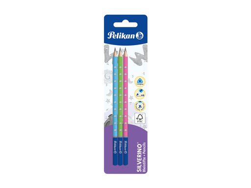 Pelikan Bleistifte SILVERINO, HB, 3 Stück auf Blisterkarte