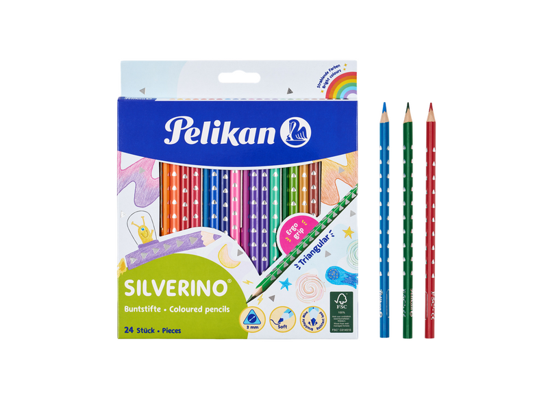 Pelikan Buntstifte SILVERINO, dreieckig, 24 Farben