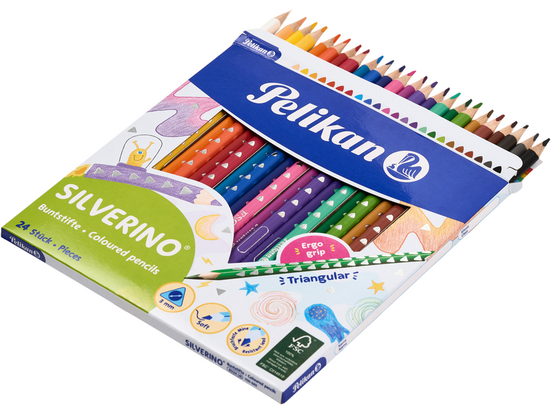 Pelikan Buntstifte SILVERINO, dreieckig, 24 Farben