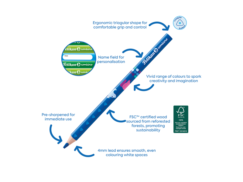 Pelikan Buntstifte combino® dreieckig, dick, 12 Farben