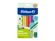 Pelikan Buntstifte dreieckige dicke Holzstifte Packung mit 12 Farben