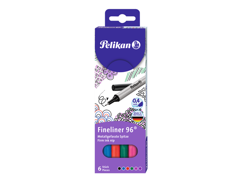 Pelikan Fineliner 96, 6-farbig sortiert, Packung mit 6 Stück