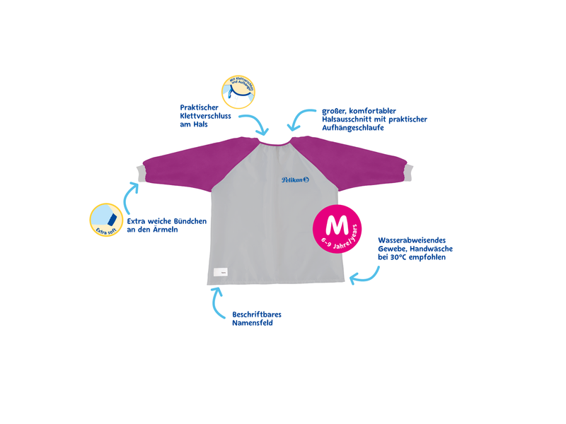 Pelikan Malschürze mit Klettverschluss und Aufhängerschlaufe, Rot