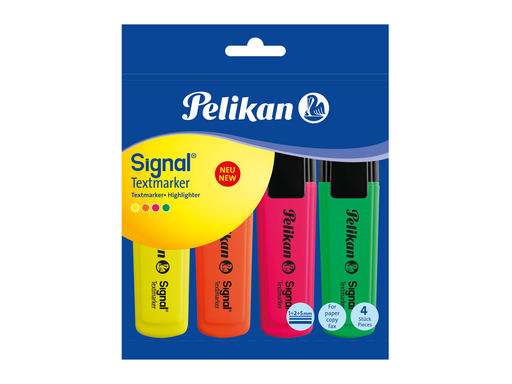 Pelikan Textmarker Signal sortiert, nachfüllbar, 4 Stück im Polybag sortiert