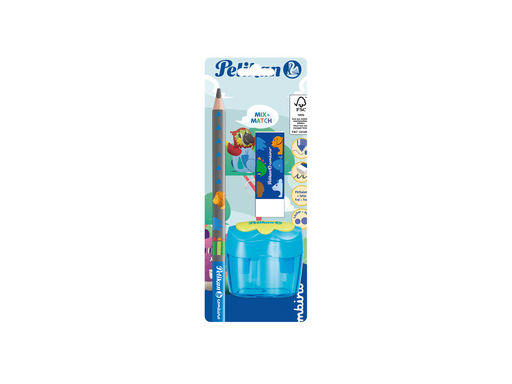 Pelikan combino® Set  mit Schreiblernbleistift, Radiergummi und Anspitzer, farbig sortiert