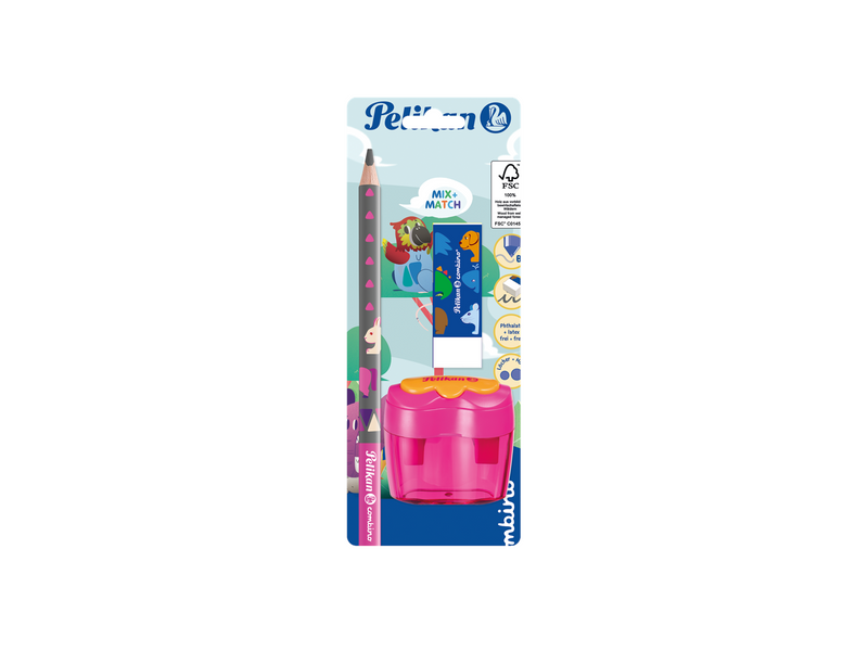 Pelikan combino® Set  mit Schreiblernbleistift, Radiergummi und Anspitzer, farbig sortiert