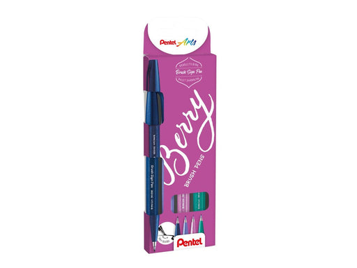 Pentel SES15B-4 Brush Sign Pen BERRY set