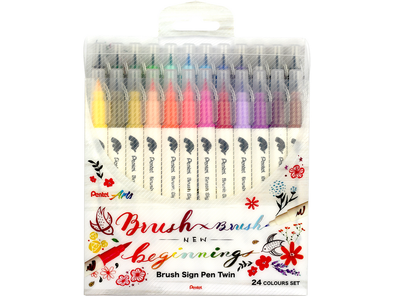Pentel SESW30C-24 Brush Sign Pen Twin
