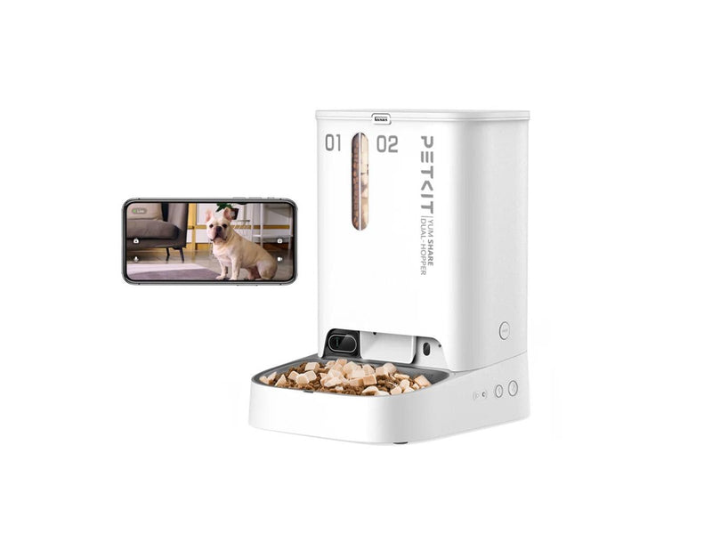 Petkit Feeder with Camera | P591 YumShare Dual-hopper | Capacity 2+3 L | White