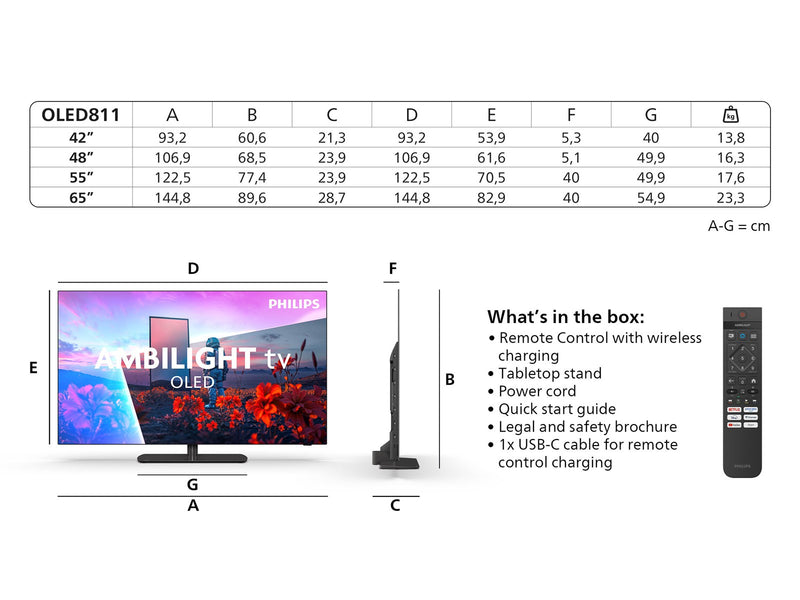 Philips 42" Flachbild TV OLED 4K Dolby Vision 42OLED811/12 Ambilight