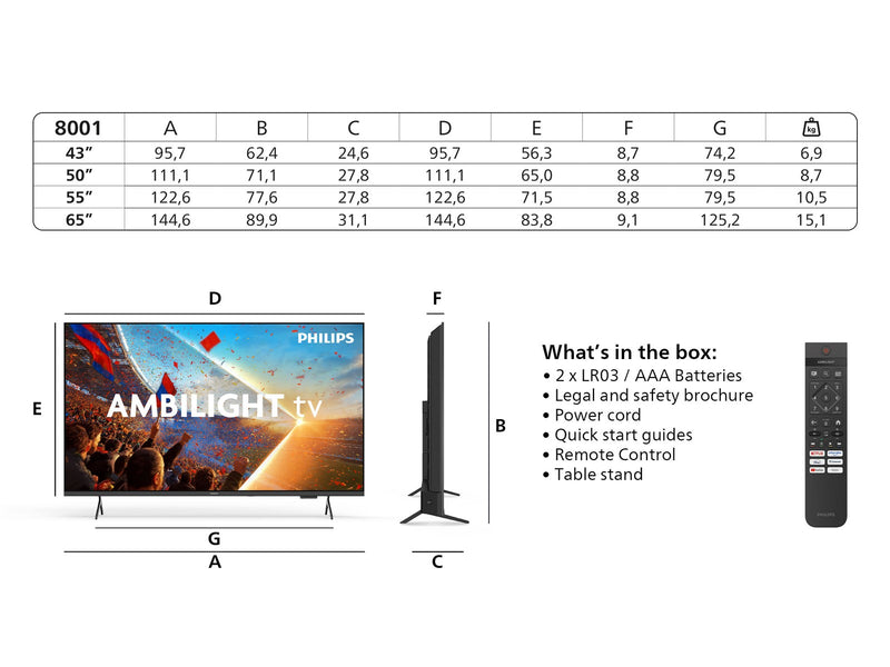 Philips 43" Flachbild TV LED 4K HDR 10+ 43PUS8001/12 Ambilight