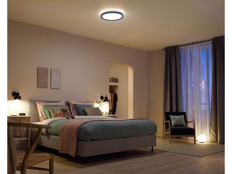 Philips AIO Ceiling Light with Remote (Round Black) – 24W Integrated LED Lamp with 3 step dimming