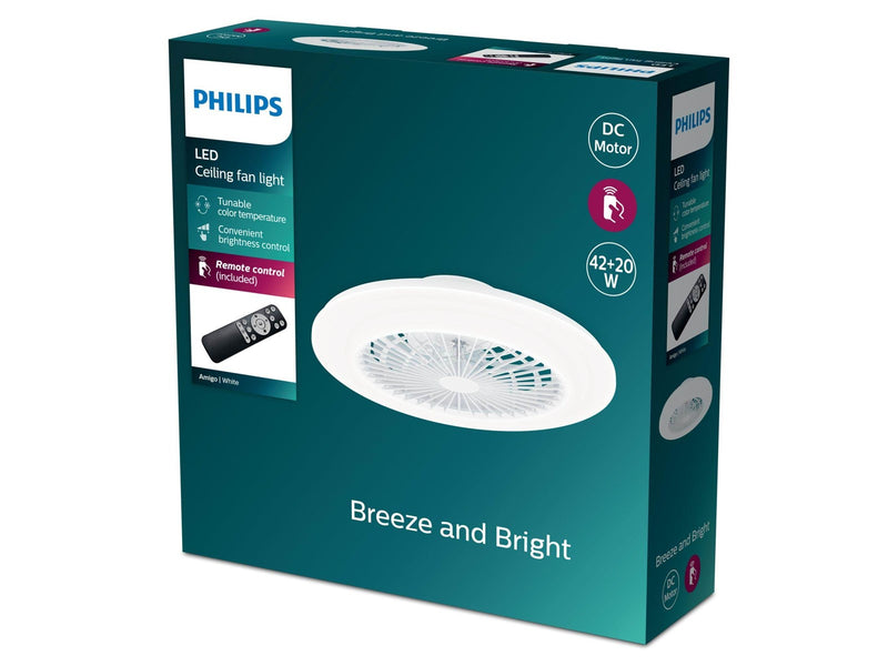 Philips Amigo LED-Deckenleuchte mit Ventilator IR RD 25W+60W WH