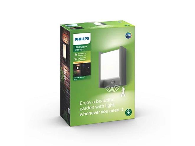Philips Arbour außenwandleuchte mit Sensor, LED 6W, anthrazit