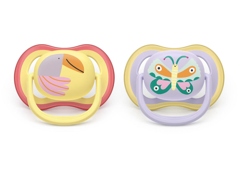 Philips Avent Pacifier ultra air 2 pack 0–6 mdr. gul/pink