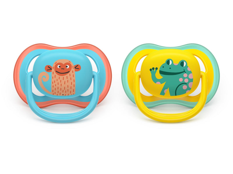 Philips Avent Pacifier ultra air 2 pack 18+ mdr. blå/gul