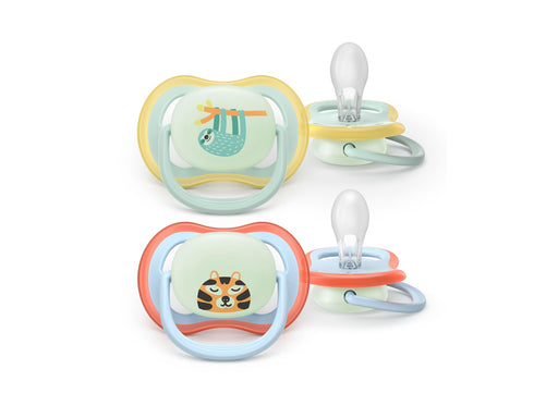 Philips Avent Pacifier ultra air nighttime 2 pack 0–6 mdr. grøn/blå