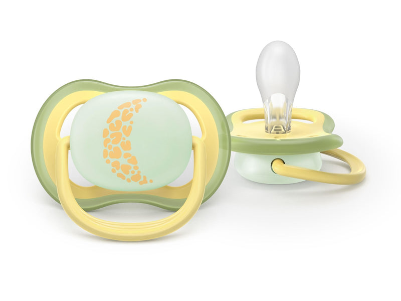 Philips Avent Pacifier ultra air nighttime 2 pack 18+ mdr. gul/gul
