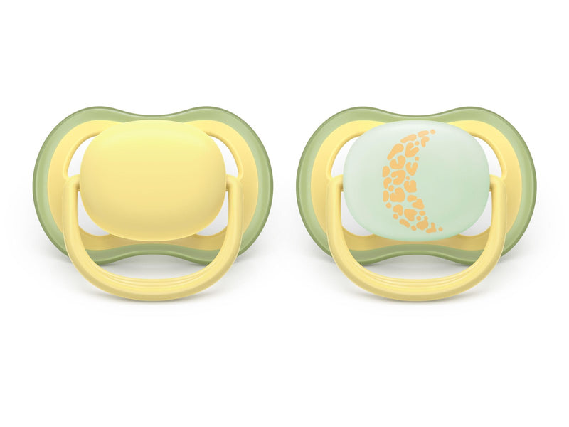Philips Avent Pacifier ultra air nighttime 2 pack 18+ mdr. gul/gul