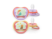 Philips Avent Pacifier ultra air nighttime 2 pack 18+ mdr. pink/rød
