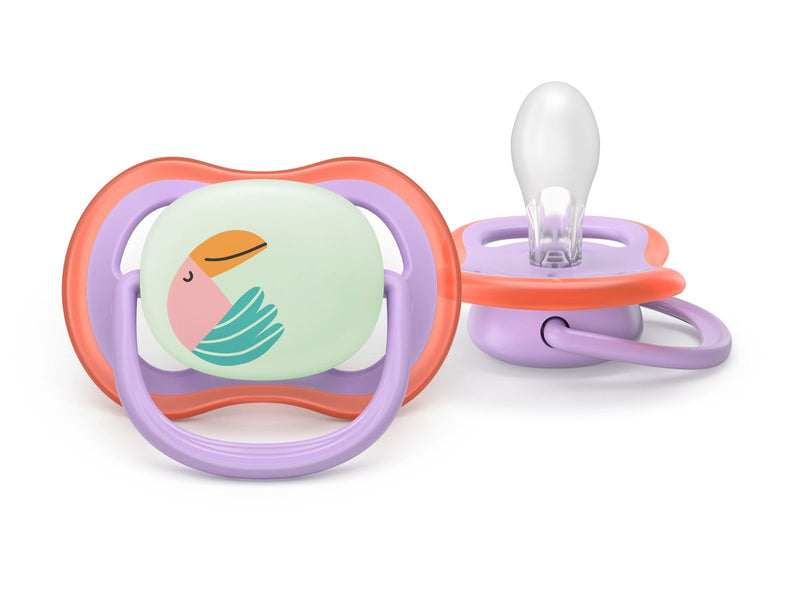 Philips Avent Pacifier ultra air nighttime 2 pack 18+ mdr. pink/rød