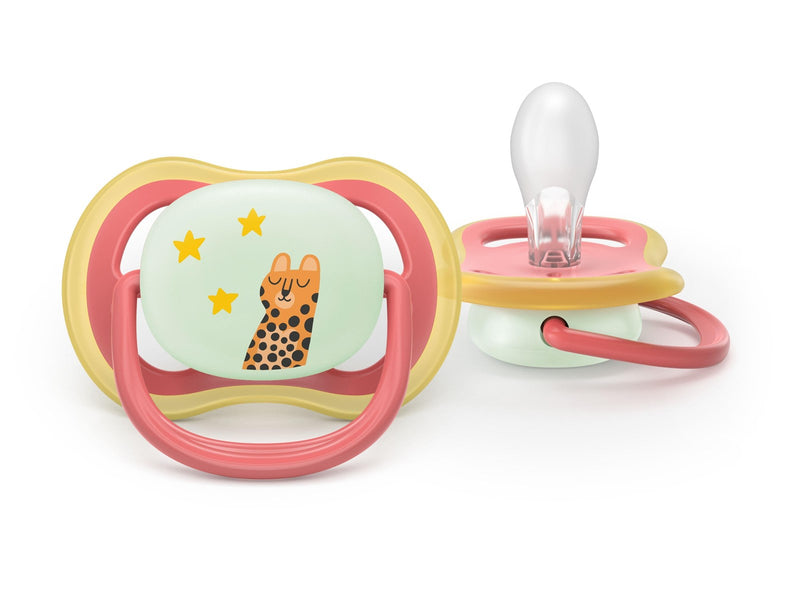 Philips Avent Pacifier ultra air nighttime 2 pack 18+ mdr. pink/rød