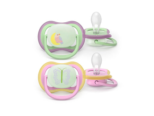 Philips Avent Pacifier ultra air nighttime 2 pack 6–18 mdr. grøn/pink