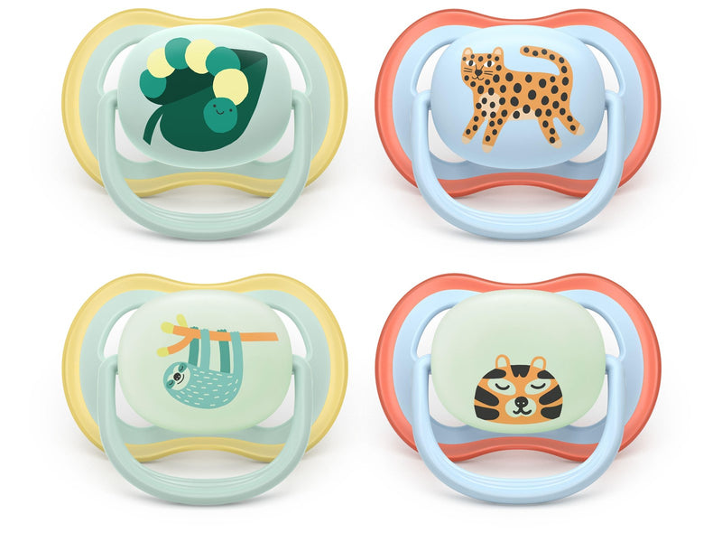 Philips Avent Pacifier ultra air nighttime 4 pack 0–6 mdr. dyremotiver