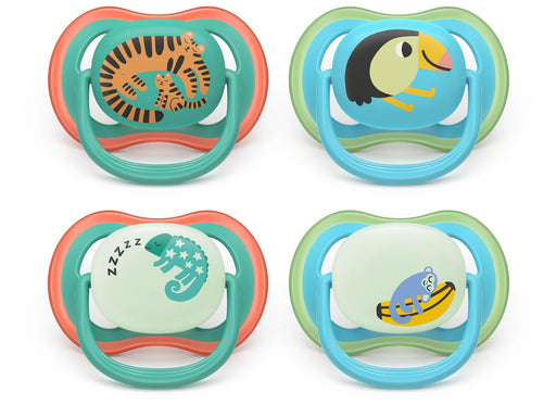Philips Avent Pacifier ultra air nighttime 4 pack 6–18 mdr. dyremotiver