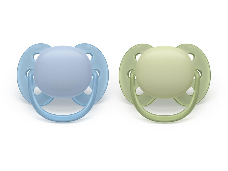 Philips Avent Pacifier ultra soft 2 pack 0-6 mdr. blå/grøn