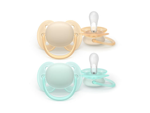 Philips Avent Pacifier ultra soft 2 pack 0–6 mdr. gul/blå
