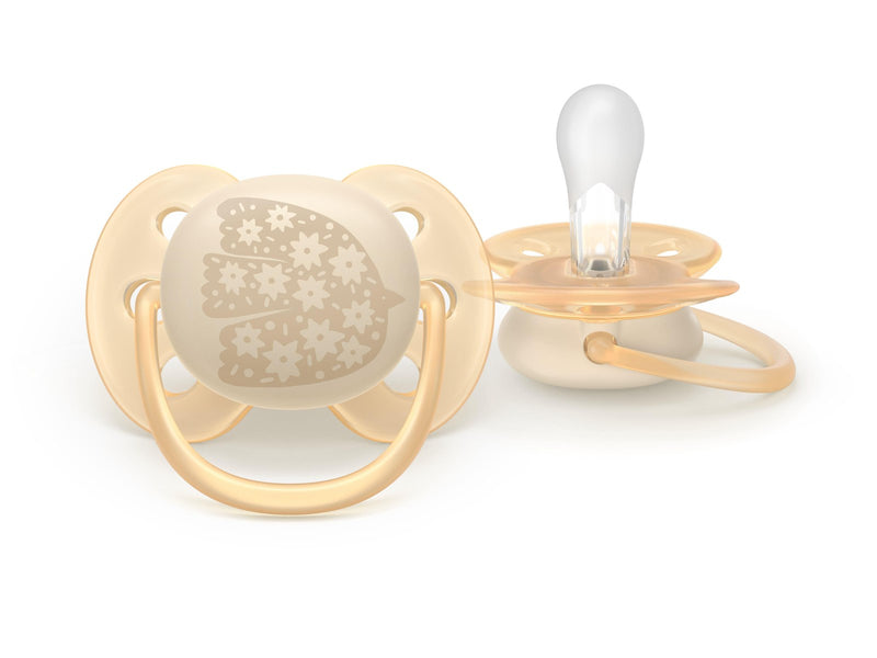 Philips Avent Pacifier ultra soft 2 pack 0–6 mdr. gul/blå