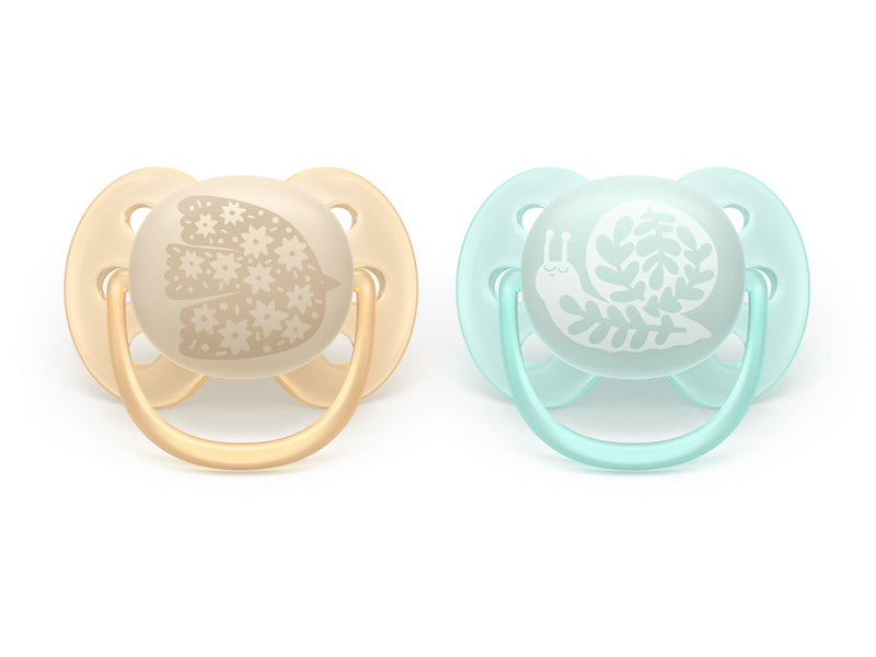 Philips Avent Pacifier ultra soft 2 pack 0–6 mdr. gul/blå