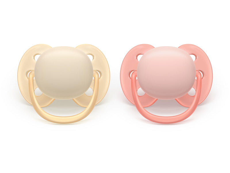 Philips Avent Pacifier ultra soft 2 pack 0–6 mdr. gul/rød